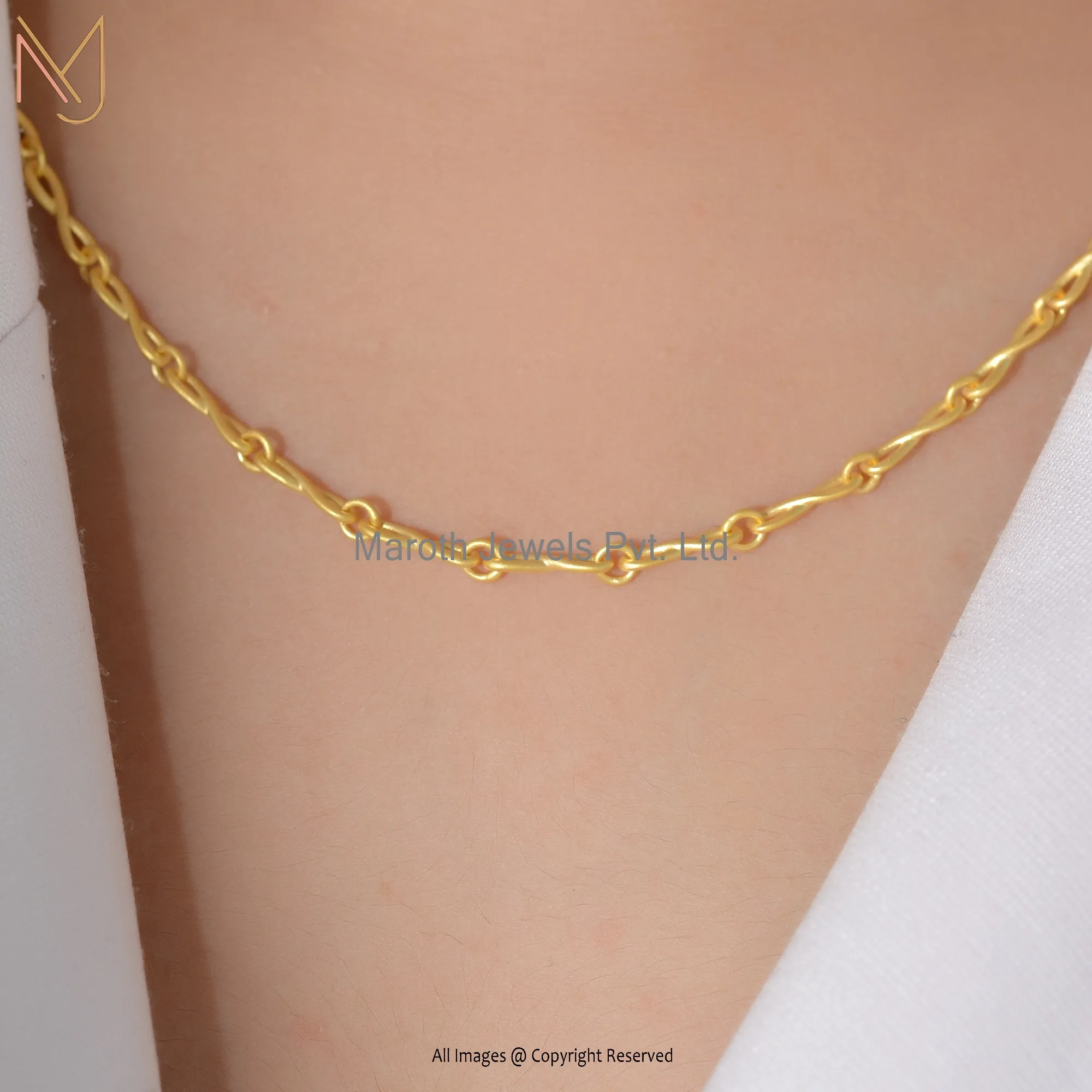 14K Yellow Gold Satin finish Chain Necklace Manufacturer