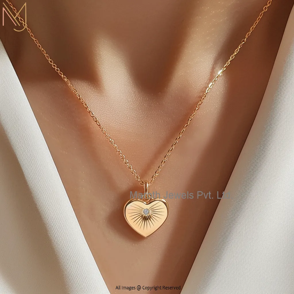 Wholesale 14K Yellow Gold Moissanite Heart Shaped Necklace Jewelry