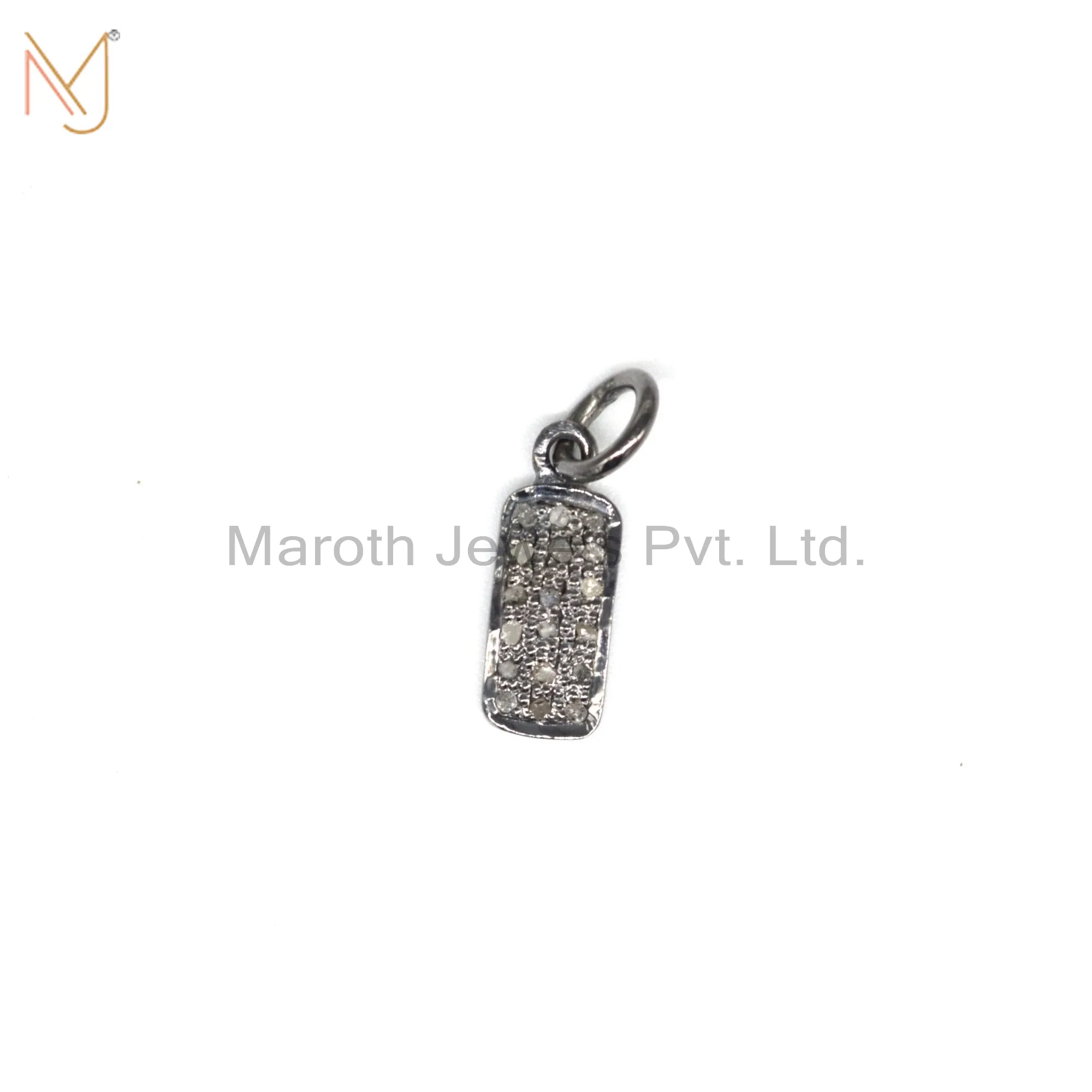 925 Silver Black Rhodium Plated Pave Diamond Dog Tag Charm Pendant Custom Jewelry