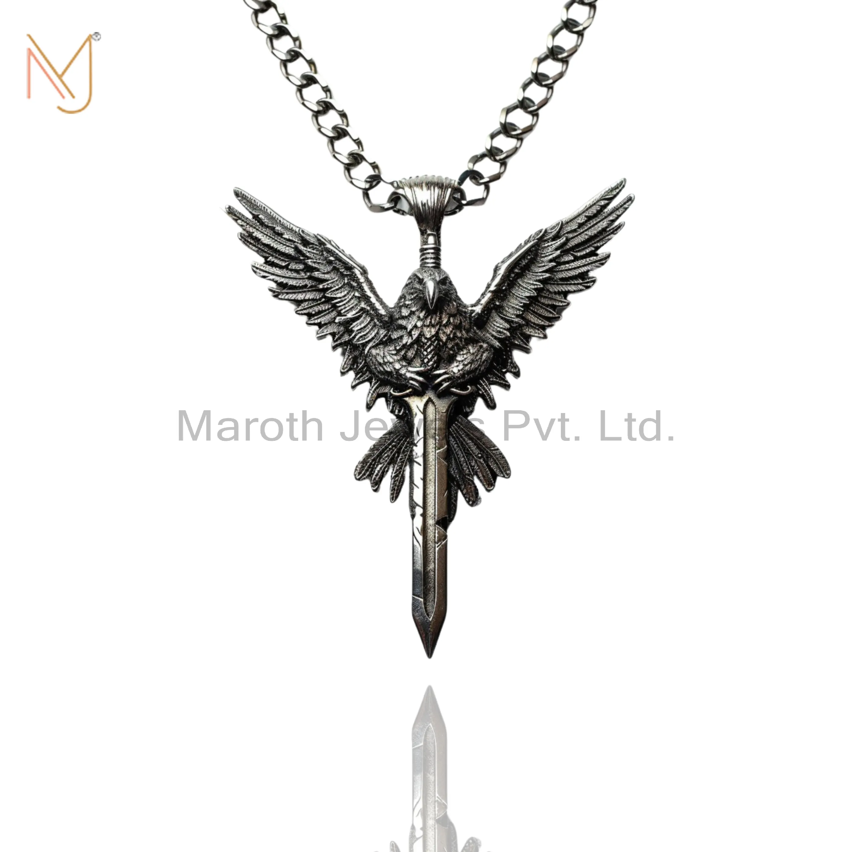 Wholesale 925 Silver Rhodium Plated Eagle Holding and Word Chain Necklace Jewelry