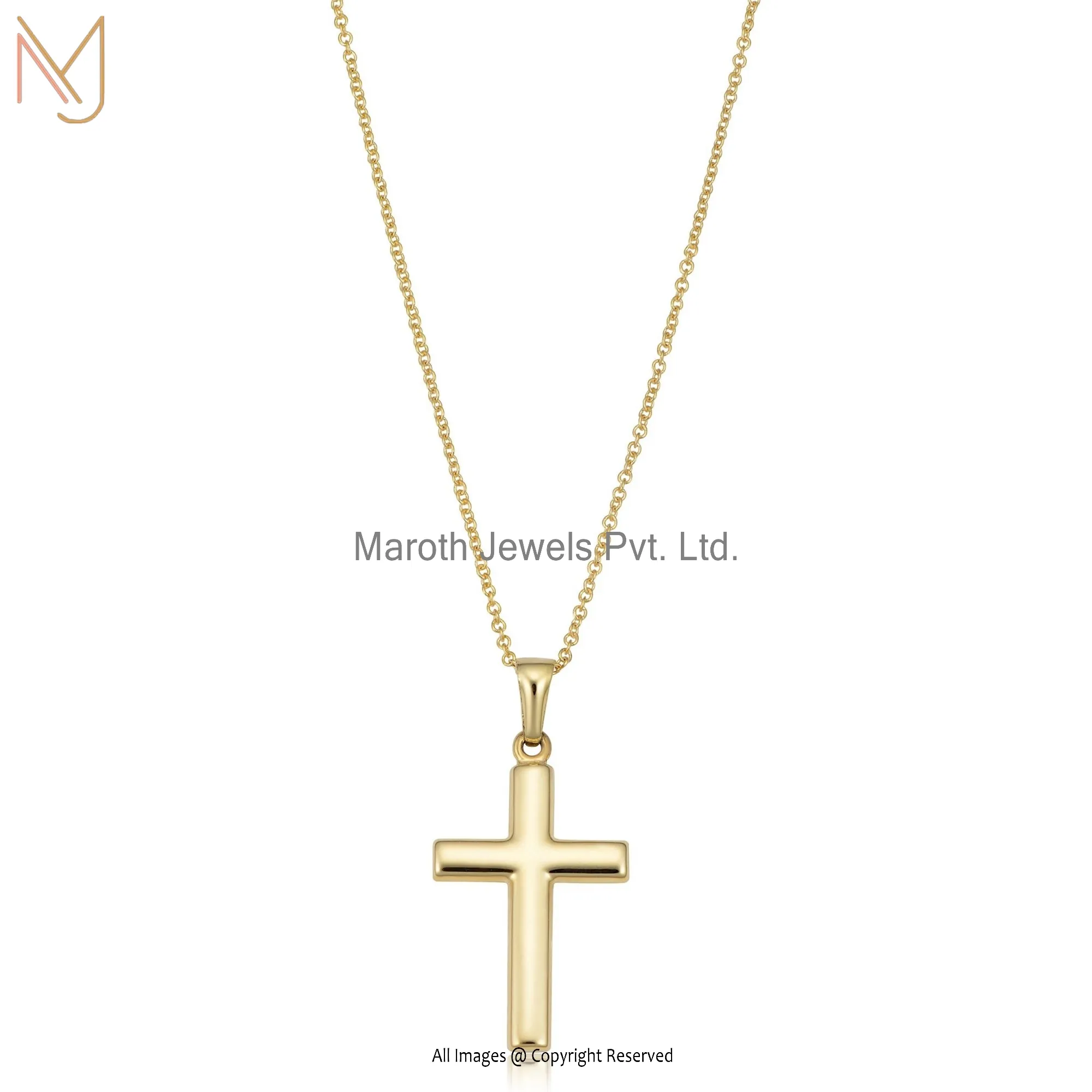 Private Label 14K Yellow Gold Filled 1 Inch Cross Necklace Jewelry