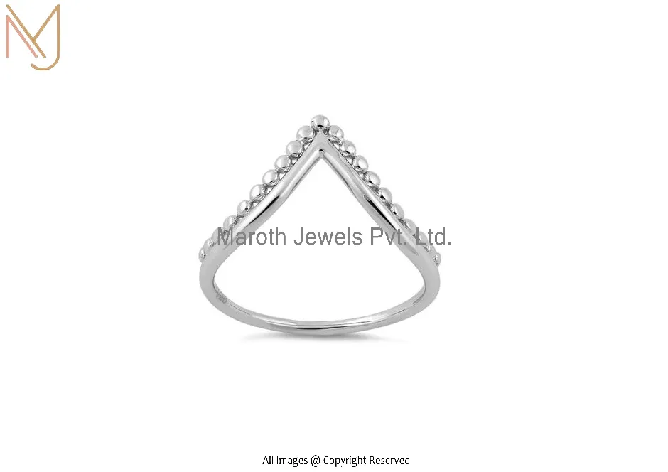 925 Sterling Silver V Shape Beads Ring Manufacturer