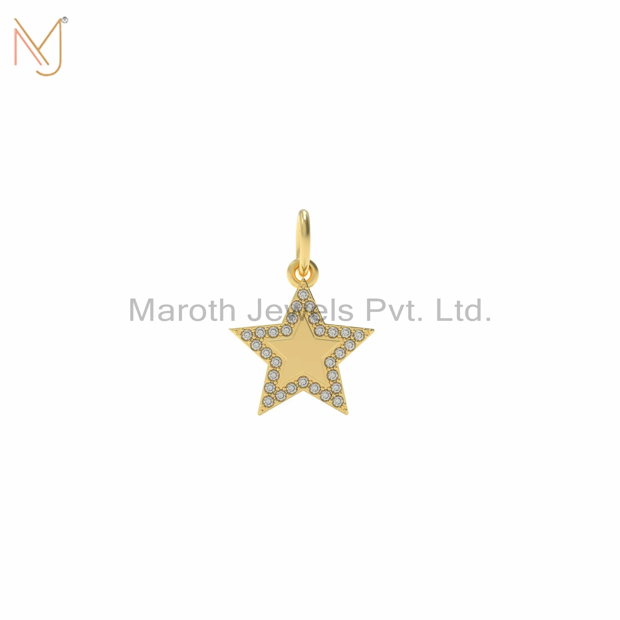 14K Yellow Gold Plated Diamond Star Pendant Jewelry Manufacturer