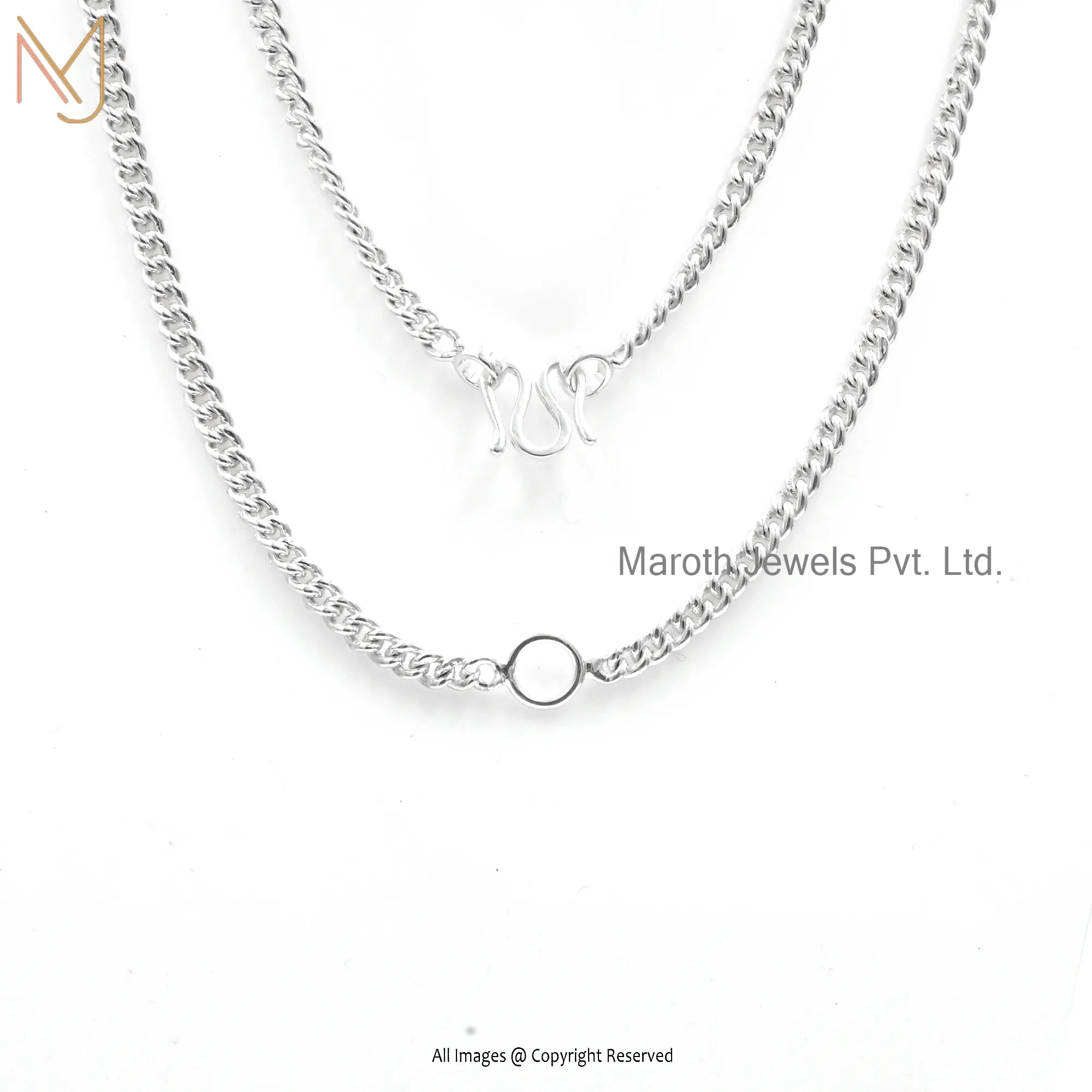 14K White Gold Curb Chain Necklace Manufacturer