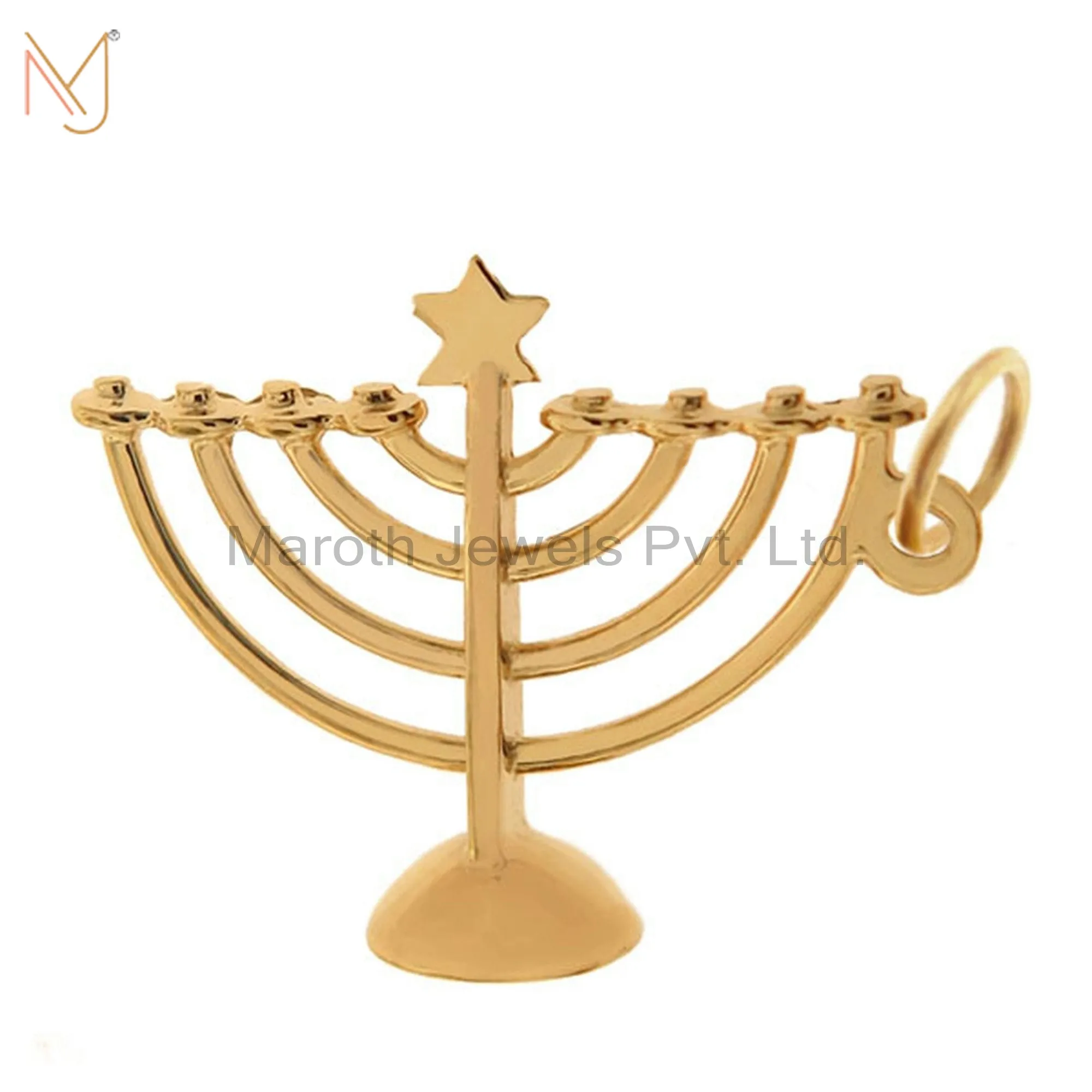 925 Silver Gold Vermeil Menorah Charms Pendant Jewelry Manufacturer