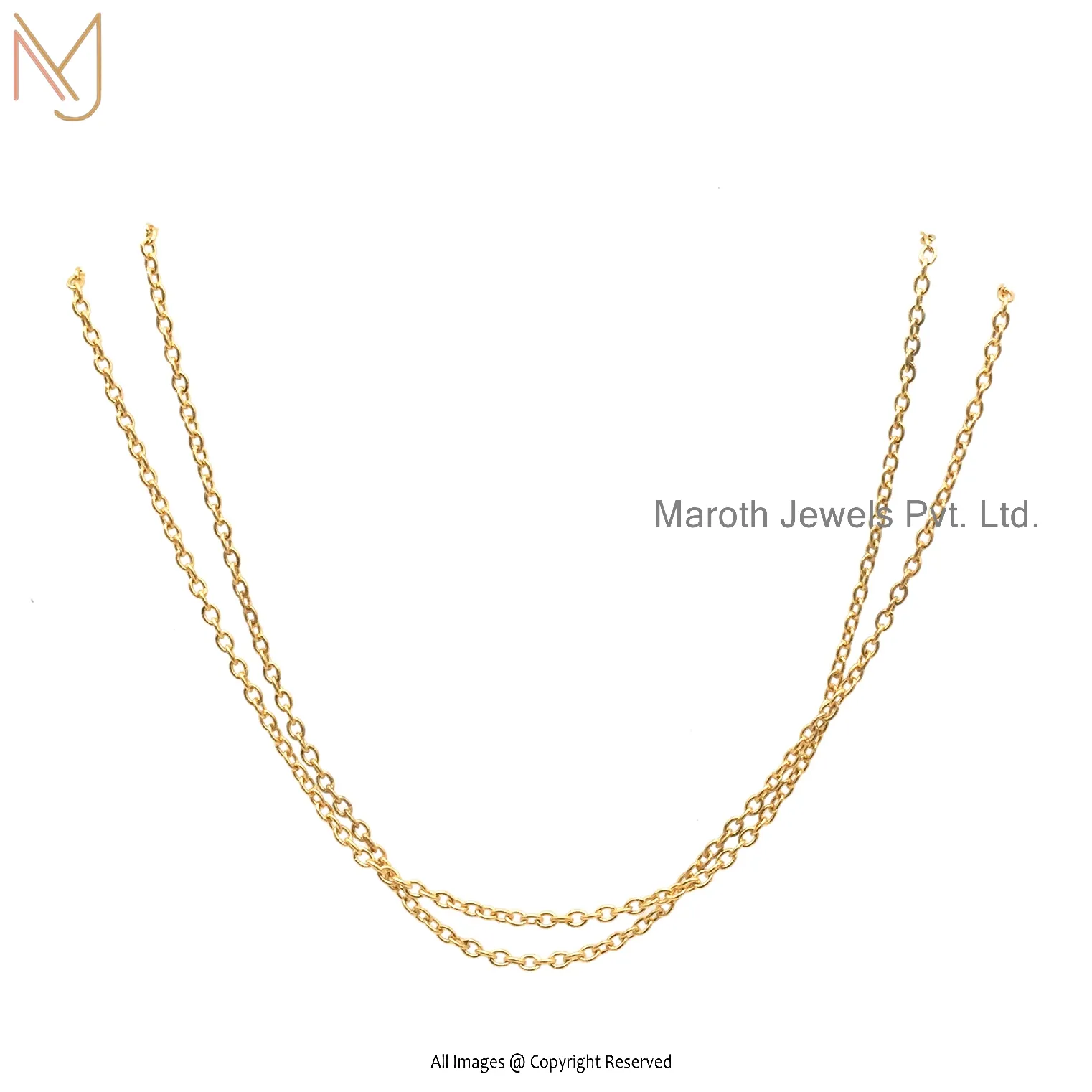 14K Yellow Gold Chain Necklace Handmade Jewelry Supplier