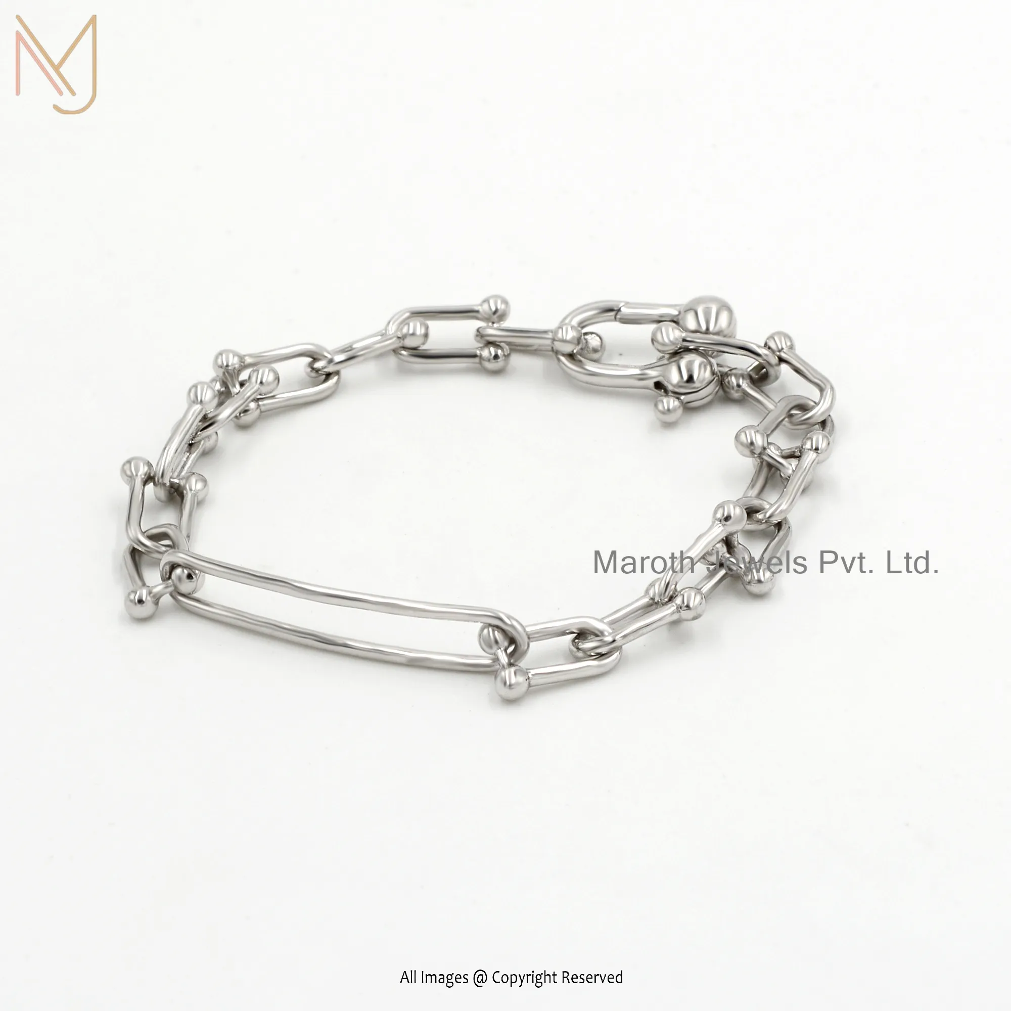 925 Sterling Silver Natural Silver U Link Bracelets Jewelry Manufacturer