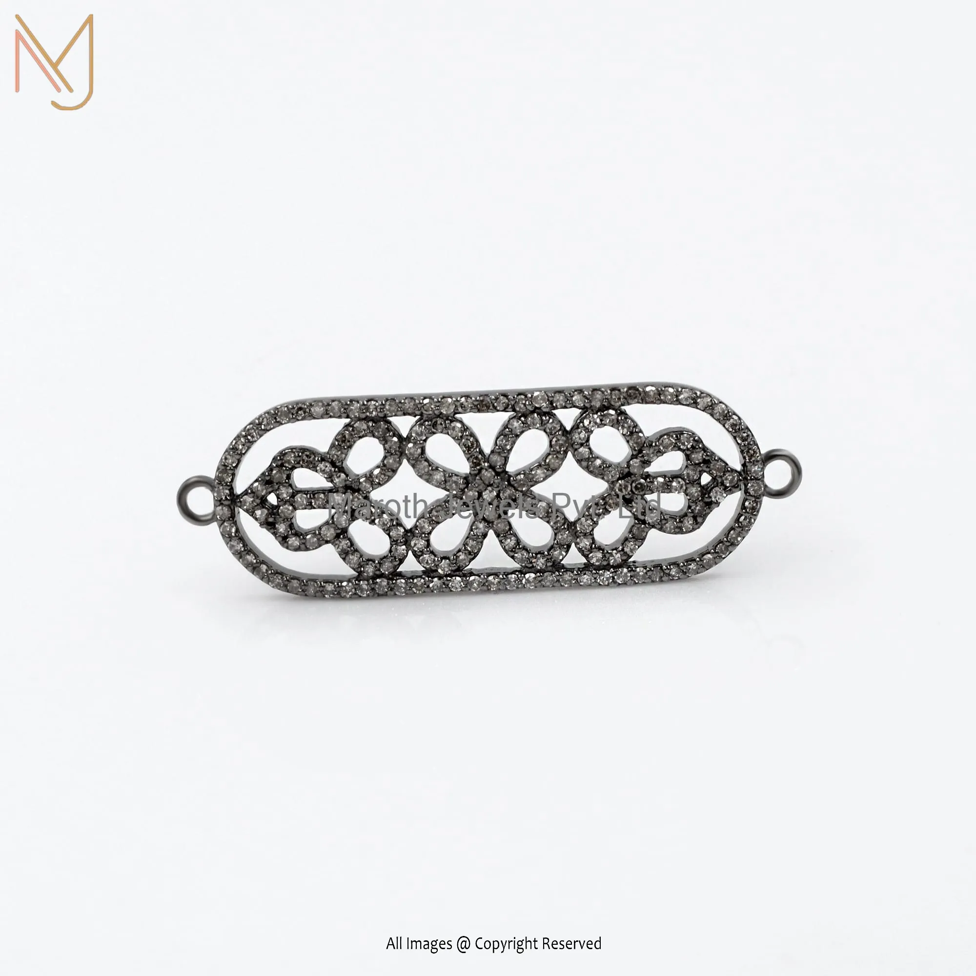 Wholesale 925 Silver Gray Rhodium Plated Pave Diamond Bracelet Connector Finding Jewelry