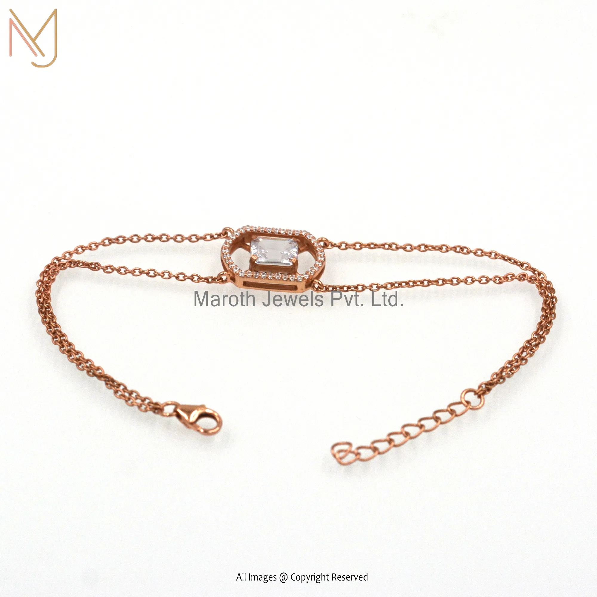 Private Lable 14K Rose Gold Cubic Zircon Classic Bracelet Jewelry