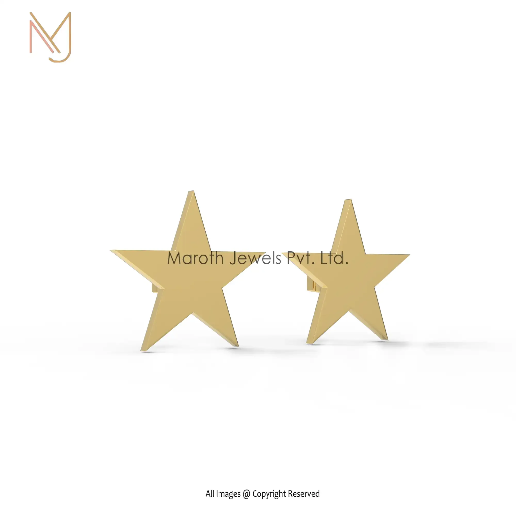 14K Yellow Gold Star Design Stud Earring Jewelry Manufacturer