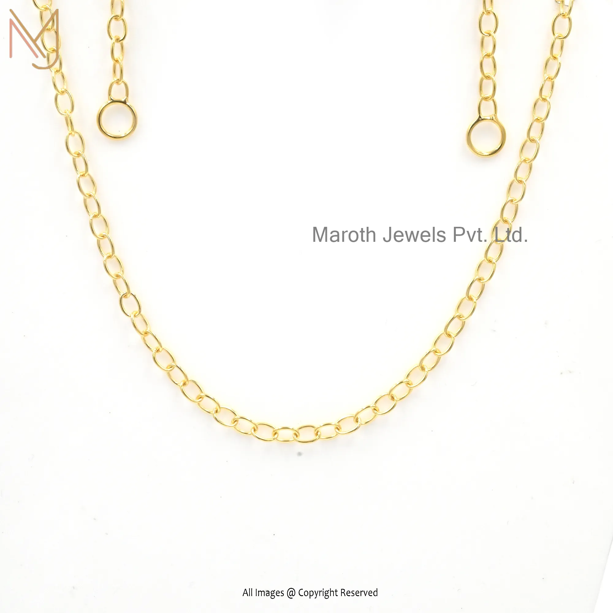 Private Label 14K Yellow Gold Oval Link Chain Necklace Jewelry