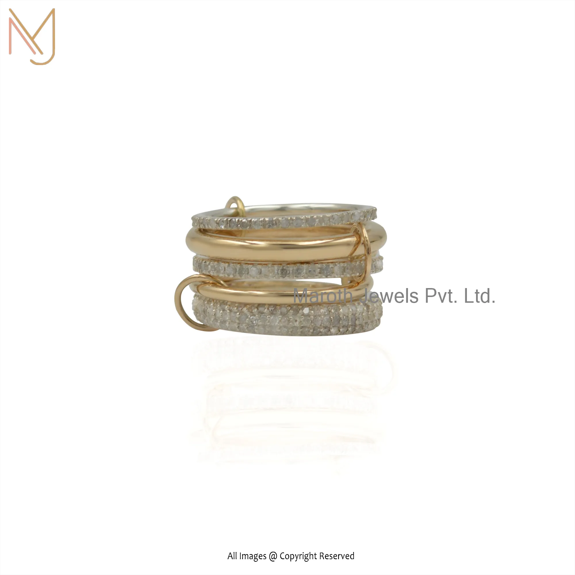 14K Yellow Gold Silver Natural Silver Plain Band OR Jumpring & Diamond Band Ring Manufacturer