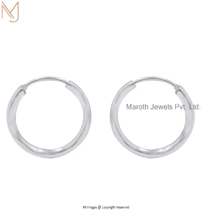 Wholesale 925 Silver Natural Silver Hoop Earrings Jewelry