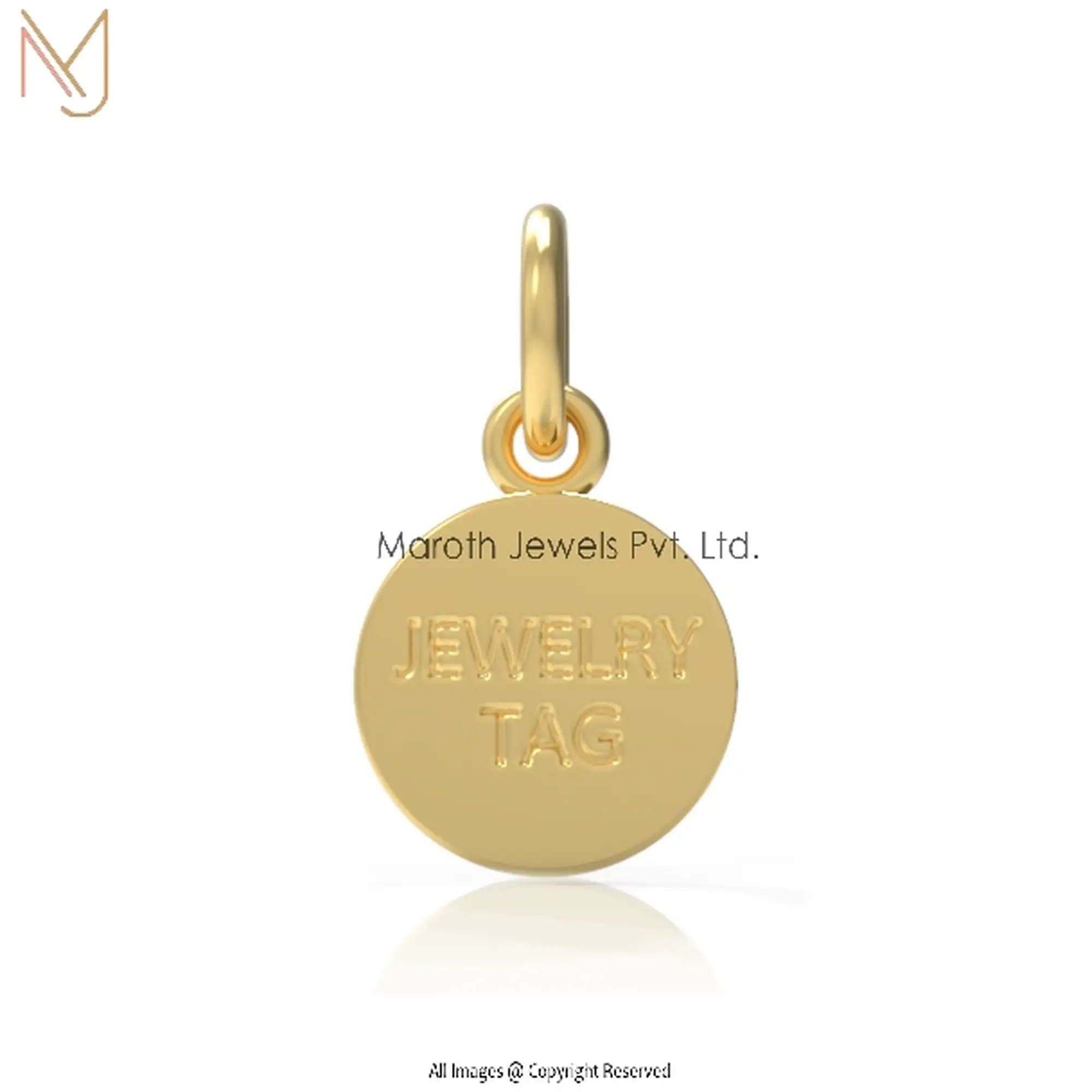 14k Yellow Gold Plated Round TAG Pendant Jewelry Supplier